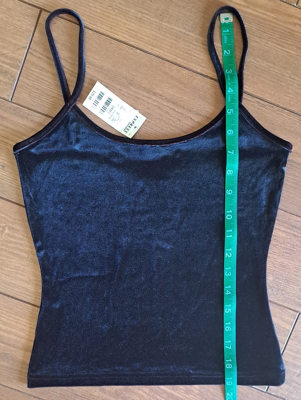 Express World Brand Velvet Cami Top Small Black Burgundy Y2K - Picture 7 of 9